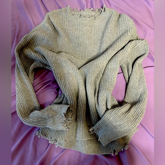 Distressed Grey Sweater - Picture 1 of 2